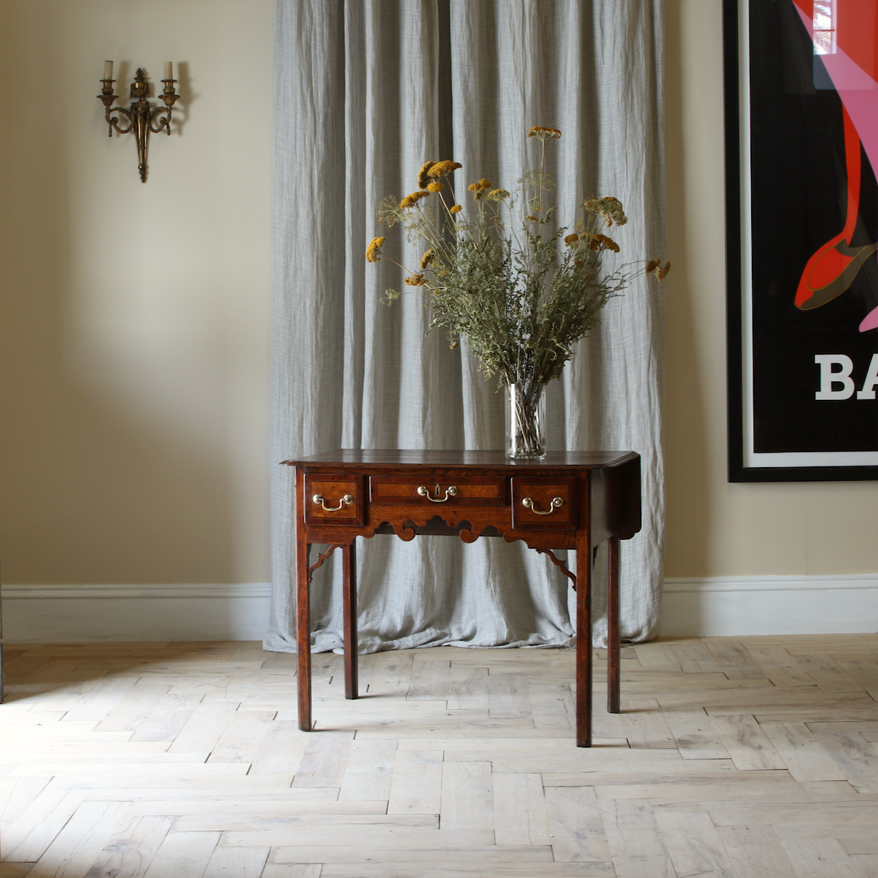 Georgian Three Drawer Oak Side Table